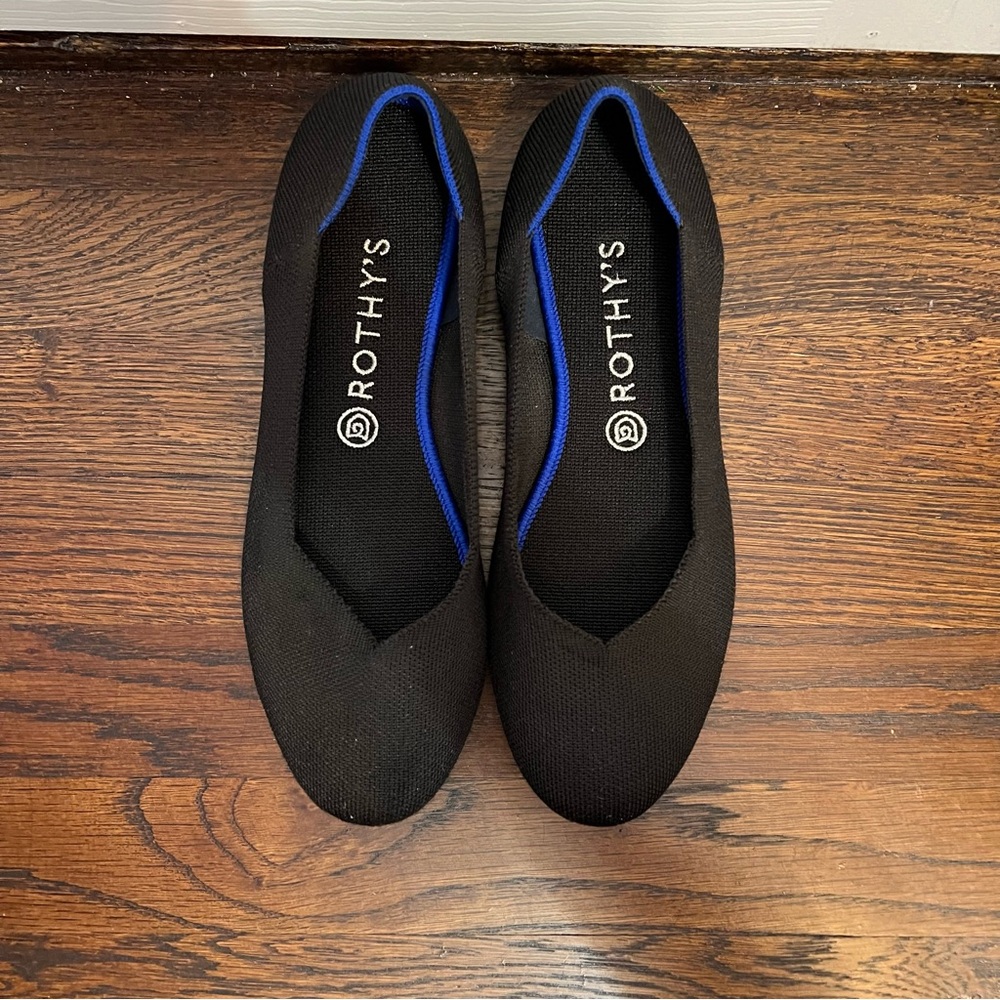 Rothy’s women’s black the flat shoes size 10